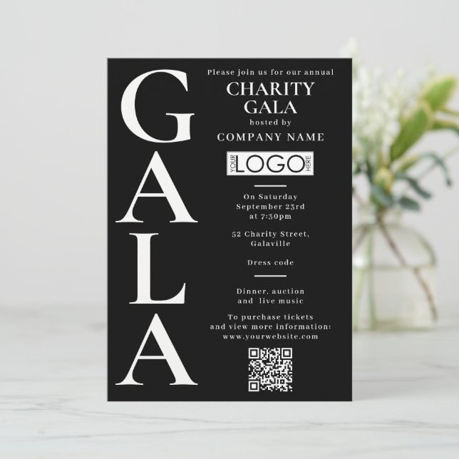 Charity Gala Fundraising Event QR Code Logo Invitation (Standing Front)