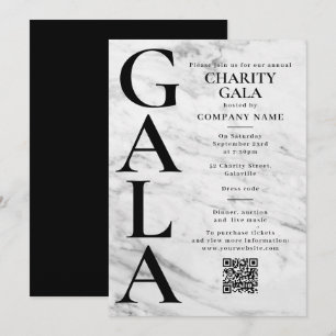 Charity Gala Fundraising Event QR Code Marble Invitation