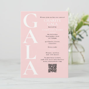 Charity Gala Fundraising Event QR Code Pink Invitation