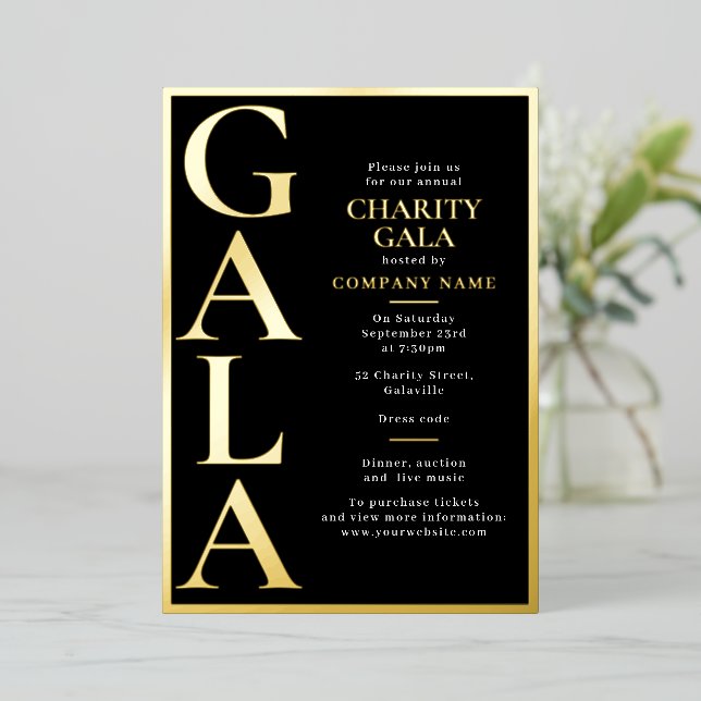 Charity Gala Template Fundraising Event Black Gold (Standing Front)
