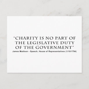 Charity is No Part Legislative Duty of Government Postcard