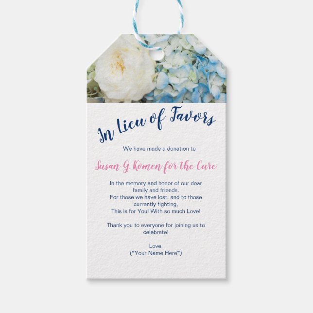 Charity Wedding Favour Tag (Front)