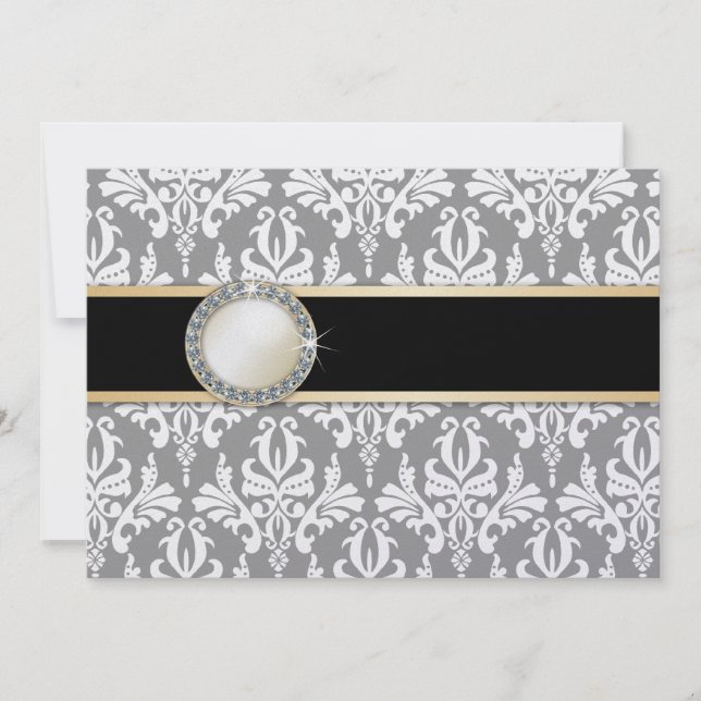 Charlamain Vintage Damask Wedding Invitation (Front)