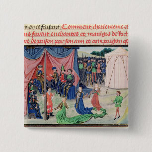 Charlemagne and his barons being enchanted 15 cm square badge