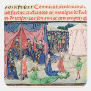 Charlemagne and his barons being enchanted square sticker