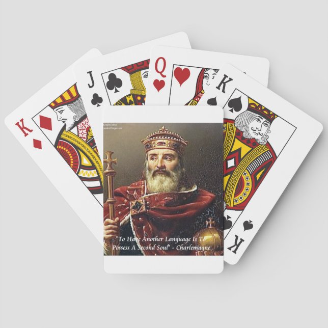 Charlemagne & Famous Languages Quote Playing Cards (Back)