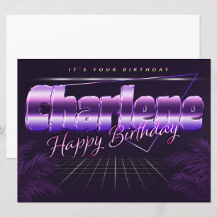 Charlene Name Vorname lila retro Karte Geburtstag Card
