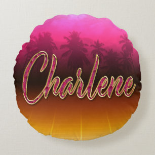 Charlene Vorname Name golden pink Kissen Round Cushion