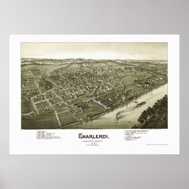 Charleroi, PA Panoramic Map - 1897 Poster (Front)
