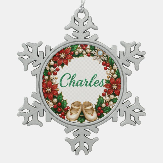Charles Baby’s First Christmas Snowflake Ornament (Front)