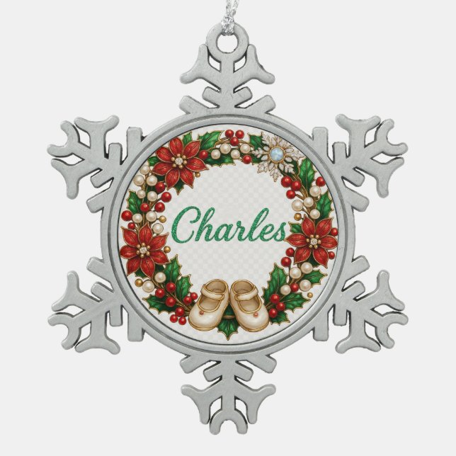 Charles Baby’s First Christmas Snowflake Ornament (Front)