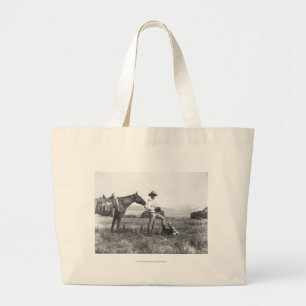 Charles Belden with horse and skull. Large Tote Bag