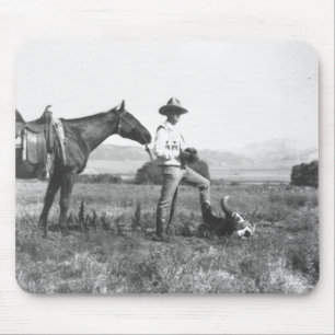 Charles Belden with horse and skull. Mouse Mat