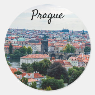 Charles bridge and St. Nicolas church - Prague Classic Round Sticker