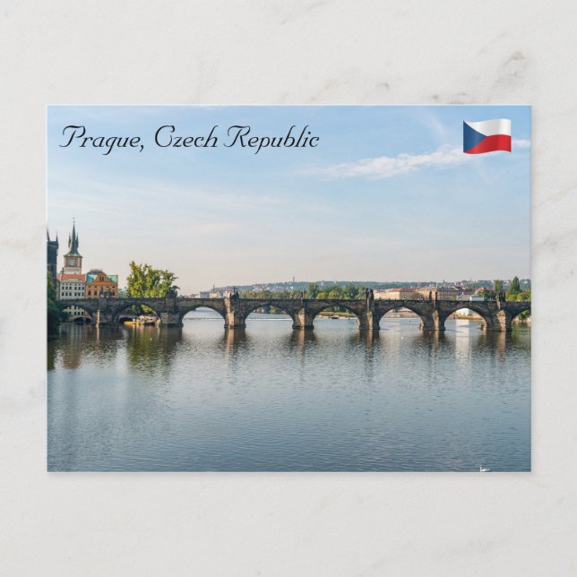 Charles bridge and Vltava river - Prague Postcard (Front)