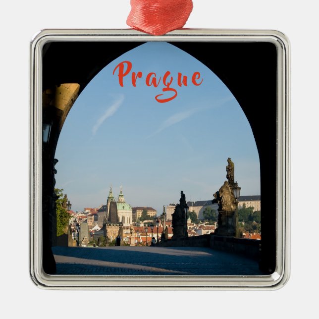 Charles bridge in Prague, Czech republic Metal Tree Decoration (Front)