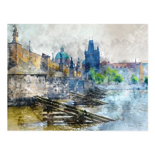 Charles Bridge in Prague Czech Republic Postcard