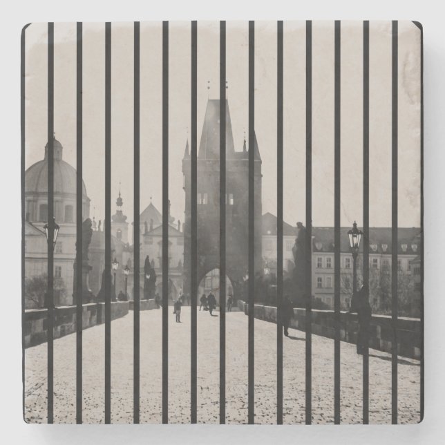 Charles bridge in Prague Stone Coaster (Front)