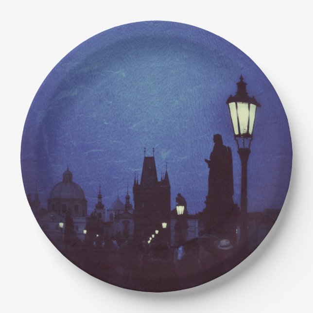 CHARLES BRIDGE LIGHTS  PAPER PLATES (Front)