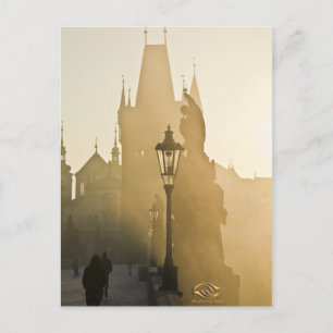 Charles Bridge Morning Fog Prague Postcard