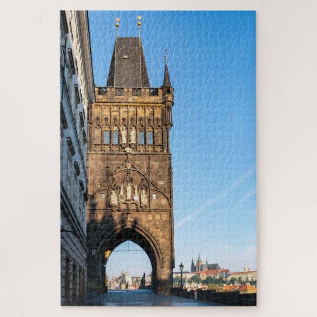 Charles bridge old tower & Prague castle Jigsaw Puzzle (Vertical)
