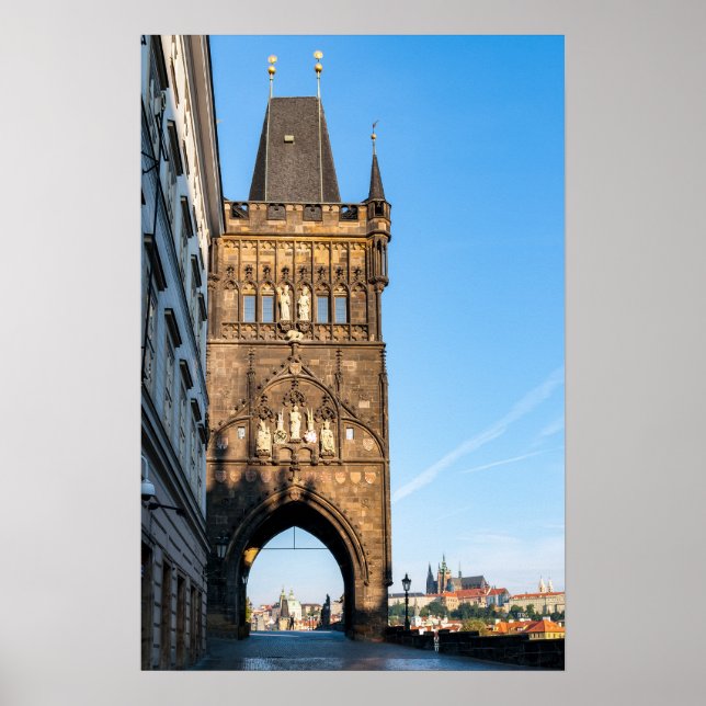 Charles bridge old tower & Prague castle Poster (Front)