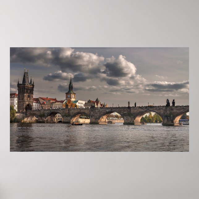 Charles Bridge, Prague colourful photography Poster (Front)