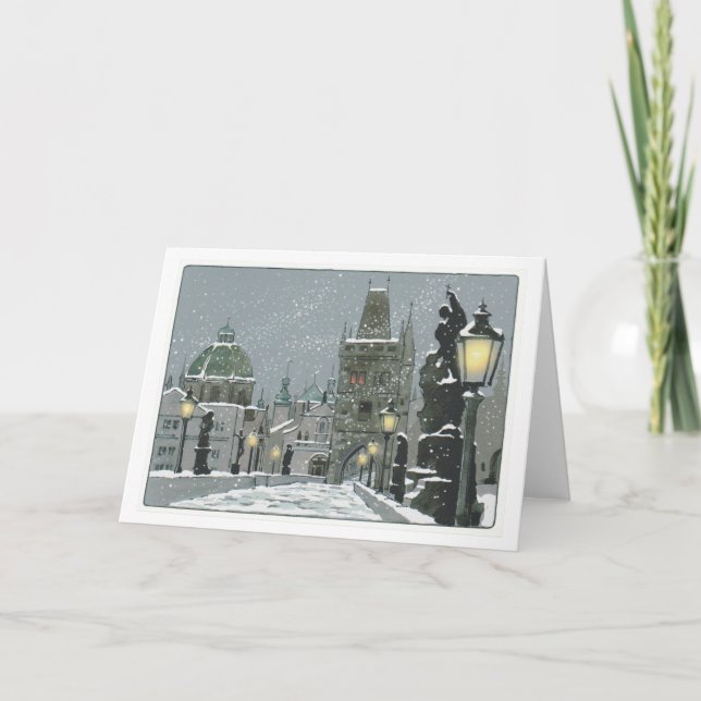 Charles Bridge Winter greeting card (Front)