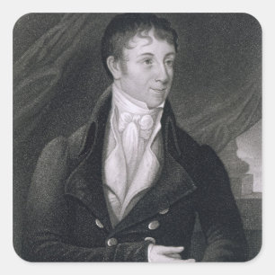 Charles Brockden Brown (1771-1810) engraved by Joh Square Sticker