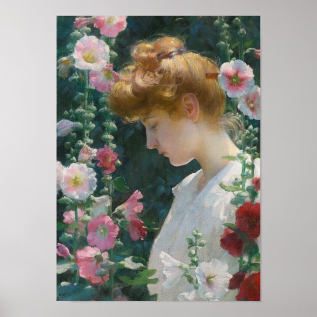 Charles Courtney Curran Hollyhocks and Sunlight Poster (Front)