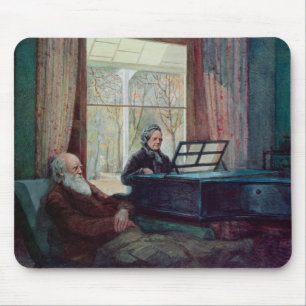 Charles Darwin and his wife at the Piano Mouse Mat