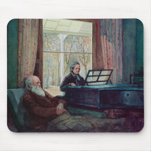 Charles Darwin and his wife at the Piano Mouse Mat (Front)