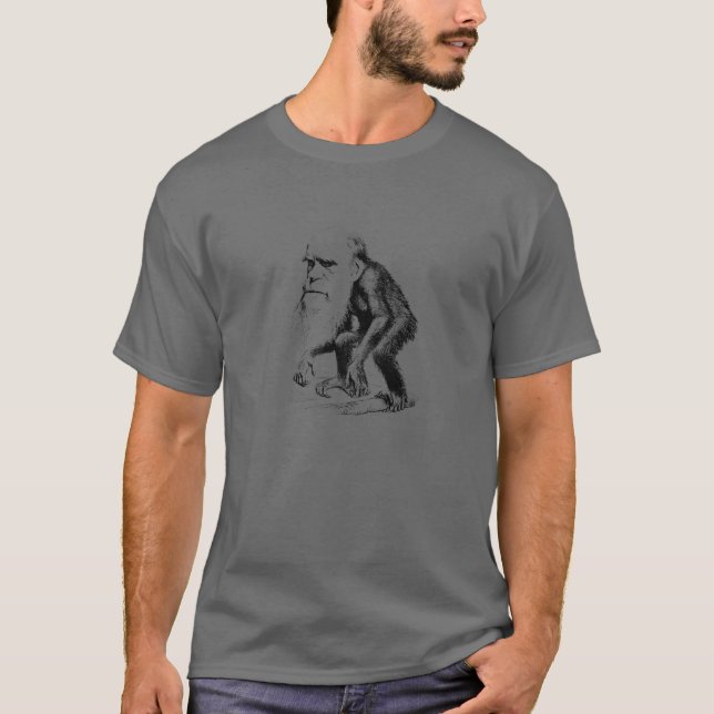 Charles Darwin As An Ape - Evolution T-Shirt (Front)