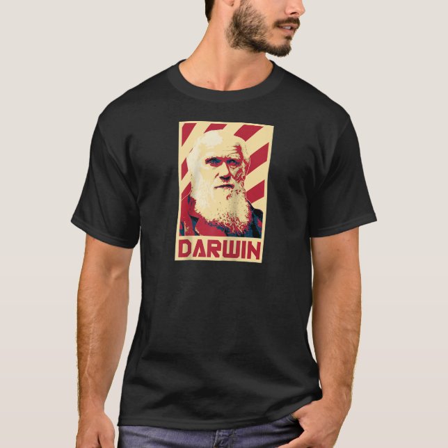 Charles Darwin Evolution Retro Propaganda Raglan B T-Shirt (Front)