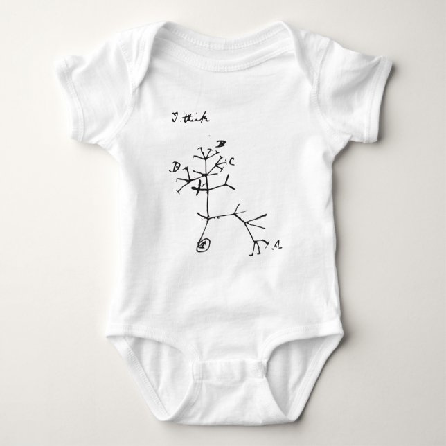 Charles Darwin - I Think (Black) Baby Bodysuit (Front)