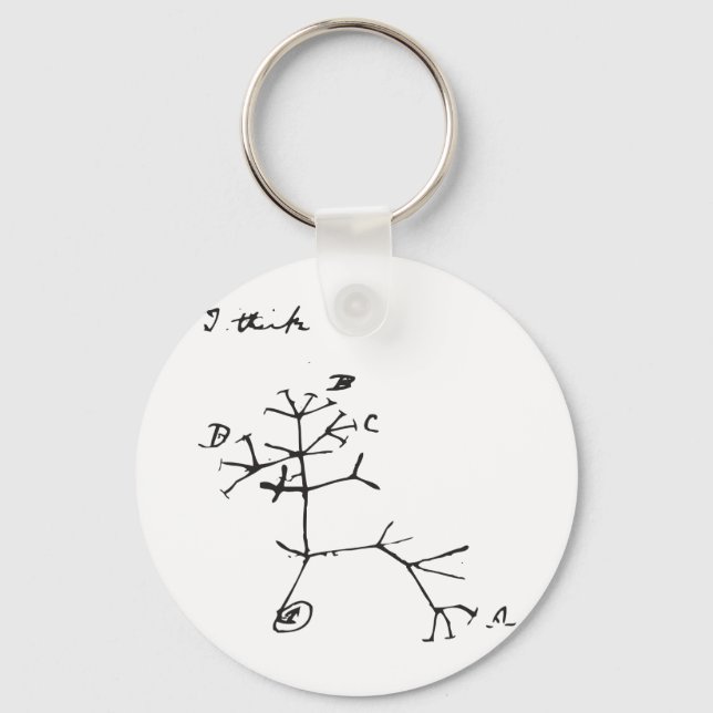 Charles Darwin - I Think (Black) Key Ring (Front)