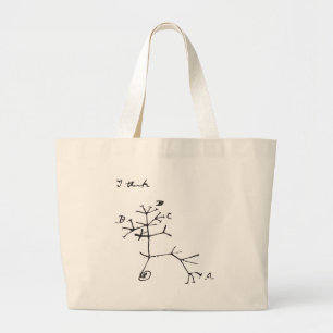 Charles Darwin - I Think (Black) Large Tote Bag