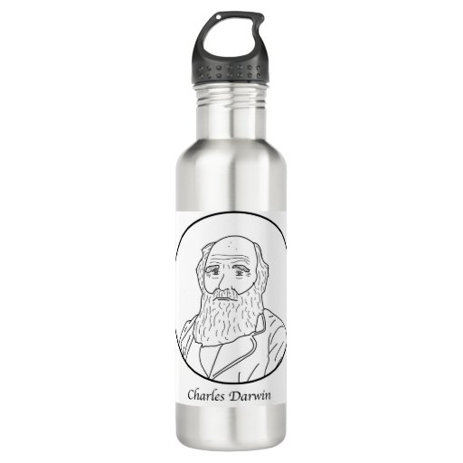 Image of Charles Darwin Line Portrait 710 Ml Water Bottle