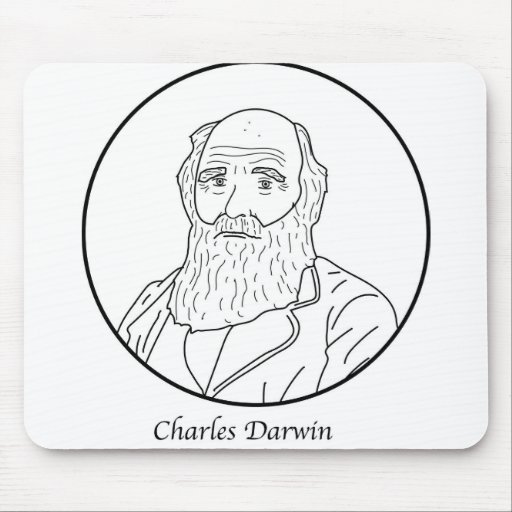 Image of Charles Darwin Line Portrait Mouse Mat