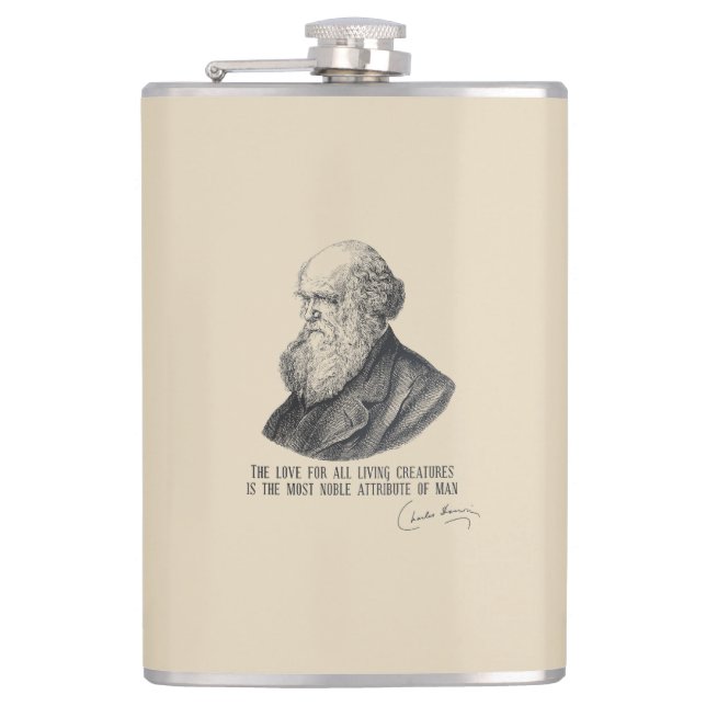 Charles Darwin: Love for Living Creatures Hip Flask (Front)