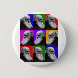 Charles Darwin Pop Art Gifts for All Ages 6 Cm Round Badge
