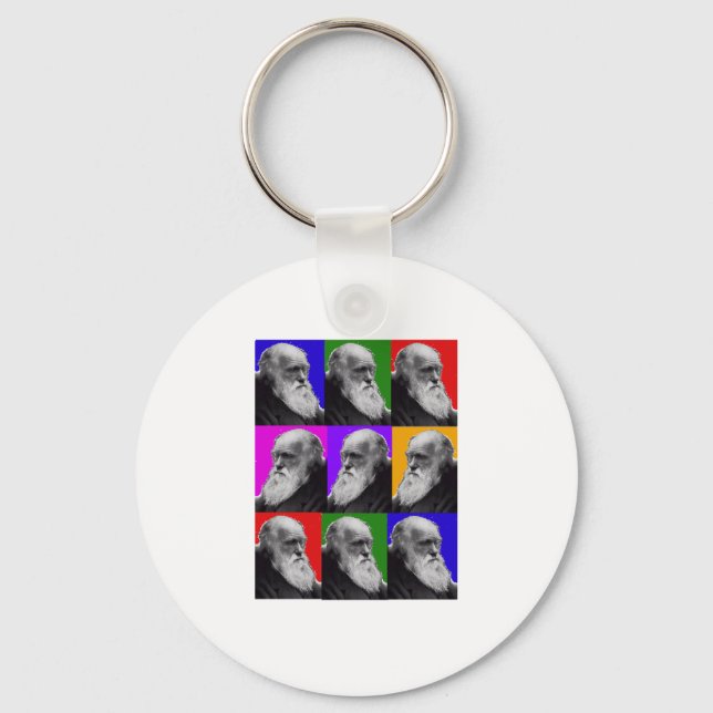 Charles Darwin Pop Art Gifts for All Ages Key Ring (Front)