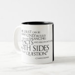 Charles Darwin Quotation Two-Tone Coffee Mug<br><div class="desc">This black and white mug features a photo of Charles Darwin and a Darwin quotation for those who are willing to follow the evidence wherever it leads: "A fair result can be obtained only by fully stating and balancing the facts & arguments on both sides." Support scientific inquiry, academic freedom,...</div>