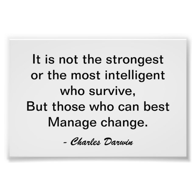Charles Darwin Surviving Change Motivation Quote Photo Print (Front)