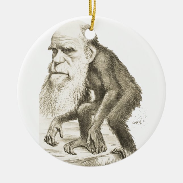 Charles Darwin the Monkey Man Ceramic Tree Decoration (Front)