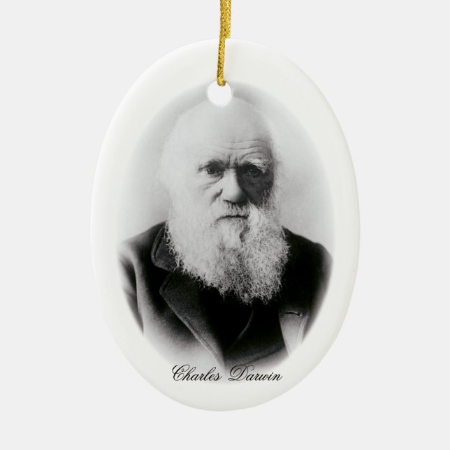 Charles Darwin Vignette Ceramic Tree Decoration (Front)