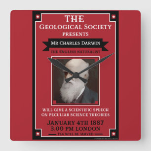 Charles Darwin Vintage Repro Retro Square Wall Clock