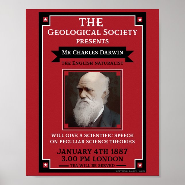 Charles Darwin Vintage Repro Retro Wall Art (Front)