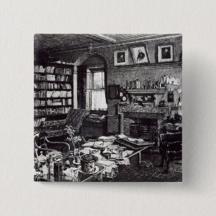 Charles Darwin's study at Down House, 1882 15 Cm Square Badge