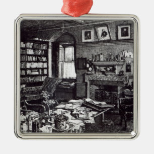 Charles Darwin's study at Down House, 1882 Metal Tree Decoration